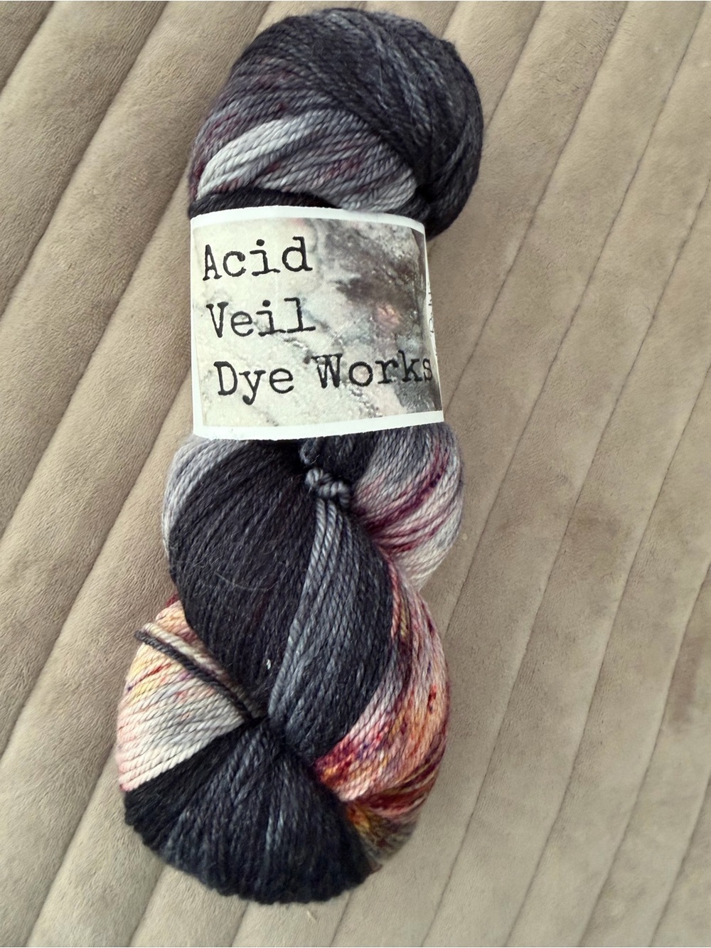 Acid veil dye works premium yarn Multicolor Hand-Dyed Yarn - Black & Variegated